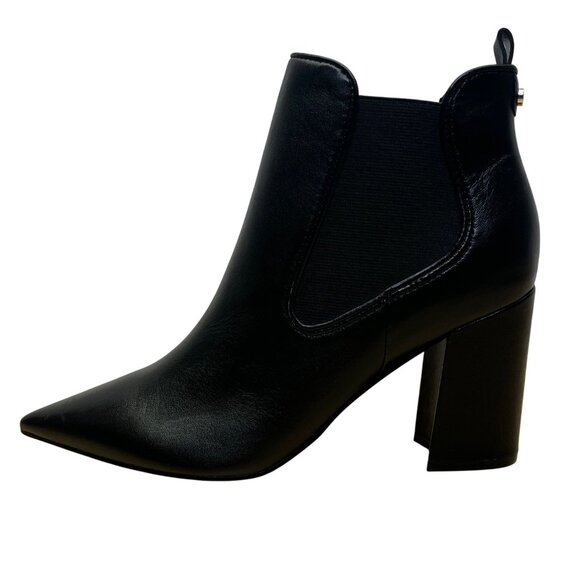 Marc Fisher Women’s Black Leather Pointed Toe Block Heel Ankle Booties Size 8M - Picture 4 of 11